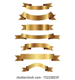 Set of golden ribbons vector.