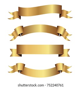 Set of golden ribbons vector.