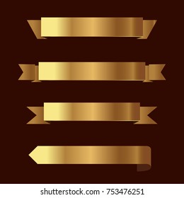Set of golden ribbons vector.