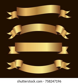 Set of golden ribbons vector.
