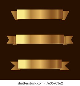 Set of golden ribbons vector.