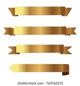 Set of golden ribbons vector.