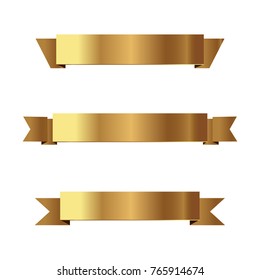 Set of golden ribbons vector.