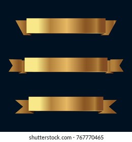Set of golden ribbons vector.