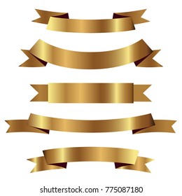 Set of golden ribbons vector.