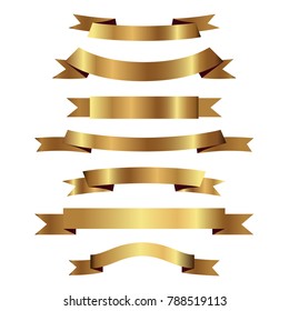 Set of golden ribbons vector.