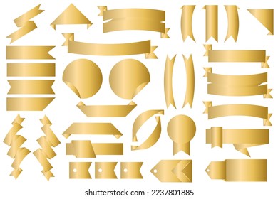  Set of Golden Ribbons. Vector Illustration