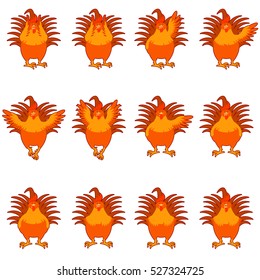 Set of golden rooster flat icons