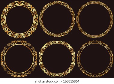 set of golden round frames