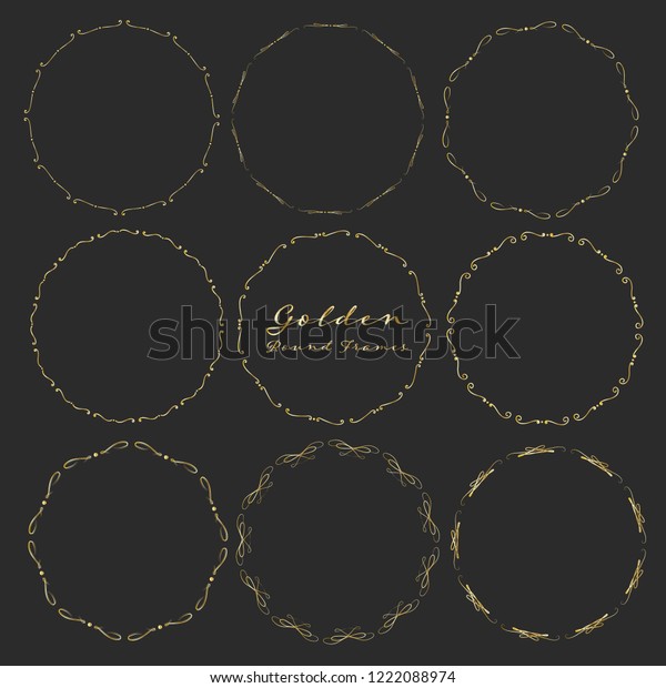 Set of golden round frames for
decoration, Decorative round frames. Vector
illustration.