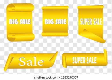 Set Of Golden Sale Banners isolated. Vector template.