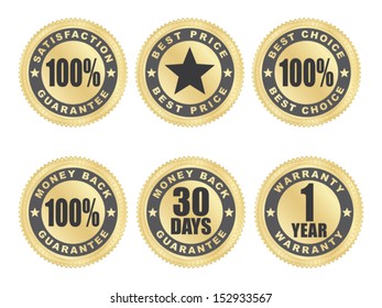 set of golden satisfaction guarantee seals