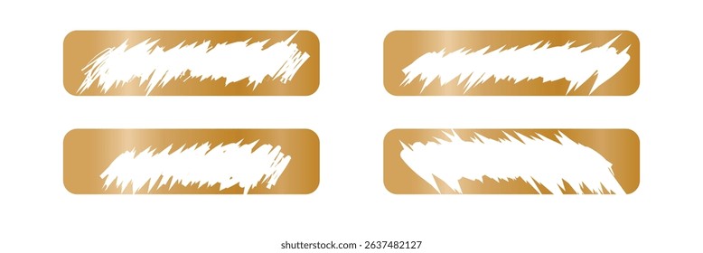 Set of golden scratch card surfaces with scraped textures isolated on white background. Collection of lotto winner, money prize, sale coupon, jackpot scratch cards Vector illustration.