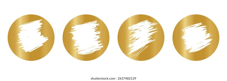 Set of golden scratch card surfaces with scraped textures isolated on white background. Collection of lotto winner, money prize, sale coupon, jackpot scratch cards Vector illustration.