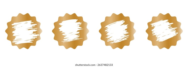 Set of golden scratch card surfaces with scraped textures isolated on white background. Collection of lotto winner, money prize, sale coupon, jackpot scratch cards Vector illustration.