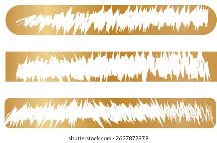 Set of golden scratch card surfaces with scraped textures isolated on white background. Collection of lotto winner, money prize, sale coupon, jackpot scratch cards Vector illustration.
