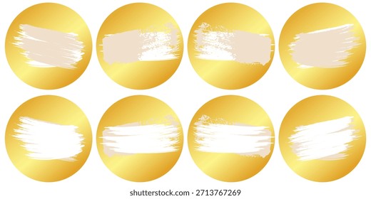 Satz goldener Kratzkartenoberflächen mit abgekratzten Texturen einzeln auf weißem Hintergrund. Sammlung von Lotto-Gewinner, Geldpreis, Verkauf Gutschein, Jackpot Rubbelkarten Vektorgrafik.
