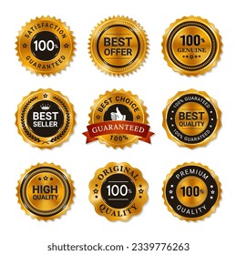 Set of golden seal labels