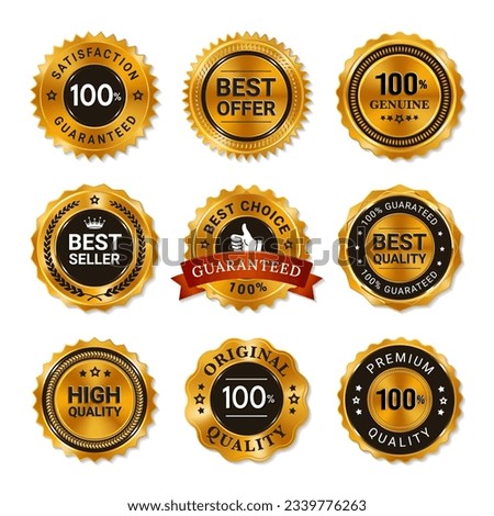 Set of golden seal labels