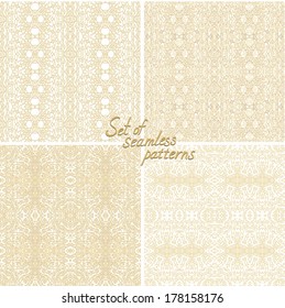Set of golden seamless laced vector pattern