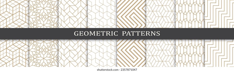 Set of golden seamless patterns. Golden geometric traditional design islamic pattern. Seamless arabic golden pattern.
