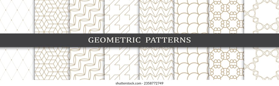 Set of golden seamless patterns. Golden geometric traditional design islamic pattern. Seamless arabic golden pattern.