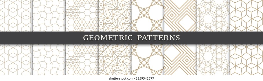 Set of golden seamless patterns. Golden geometric traditional design islamic pattern. Seamless arabic golden pattern.