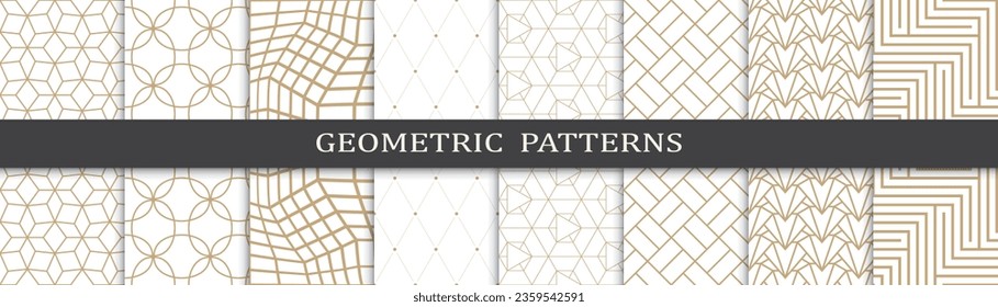 Set of golden seamless patterns. Golden geometric traditional design islamic pattern. Seamless arabic golden pattern.