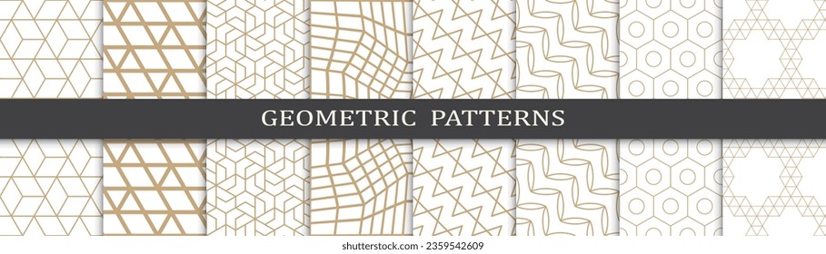 Set of golden seamless patterns. Golden geometric traditional design islamic pattern. Seamless arabic golden pattern.