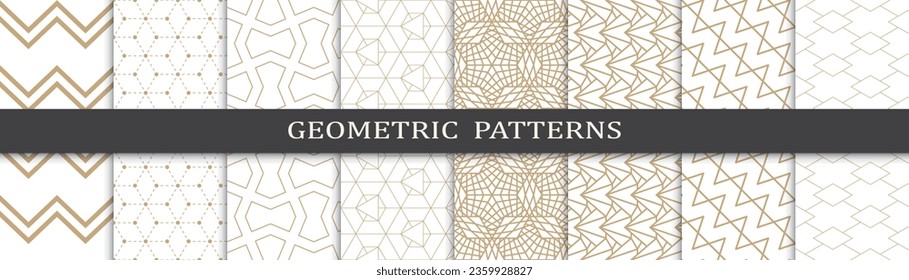 Set of golden seamless patterns. Golden geometric traditional design islamic pattern. Seamless arabic golden pattern.