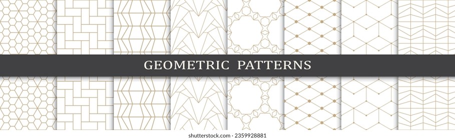 Set of golden seamless patterns. Golden geometric traditional design islamic pattern. Seamless arabic golden pattern.