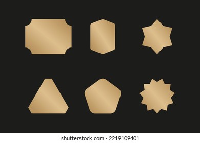 Set of golden shape of badge, label, emblem.