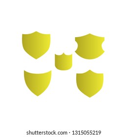 set golden shield icon for logo or sign