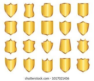 Set golden shields – stock vector