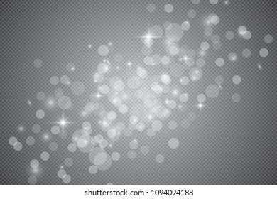 Set of golden shining lights isolated on a transparent background. Light effect of glow. The star flashed with sequins.