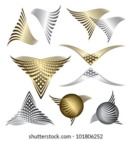 Set of golden and silver line symbols - vector illustration