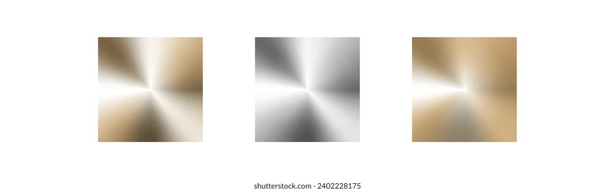 Set of golden and silver radial gradients. Vector illustration.