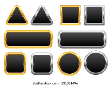 Set of golden and silver web buttons