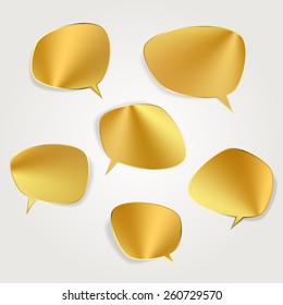  Set of golden speech bubbles