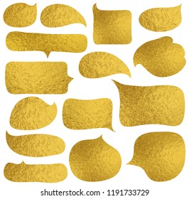 Set of golden speech bubbles isolated on white background, vector