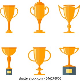 Set of golden sports cups