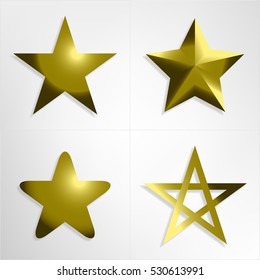 Set of golden star icons - vector isolated