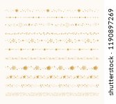 Set of golden starry borders. Star frames. Hand drawn design elements.