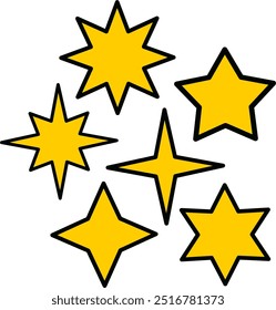 Conjunto de estrellas de oro Imagen de Vector o Clipart