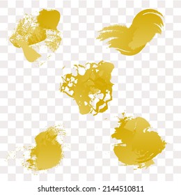 Set of golden strokes. Abstract vector design elements.