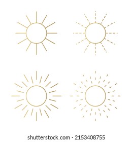 set of golden sunburst- vector illustration