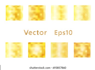 set of golden texture on white background
