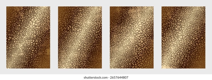 Set of golden texture with skin pattern. Gold background. Animal pattern vector illustration for invitation, cover, flyer, banner, social media, music, ads. Safari.