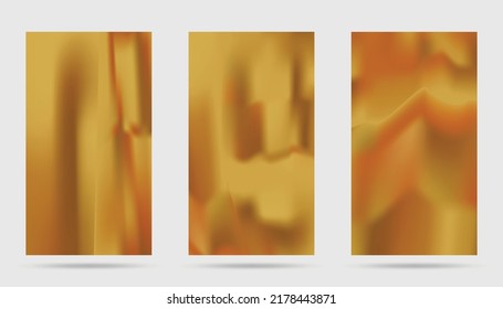 Set of golden textures cover. Elegant realistic gold fabric background, poster, wallpaper. Business layout template for beauty and fashion product. Vector illustration