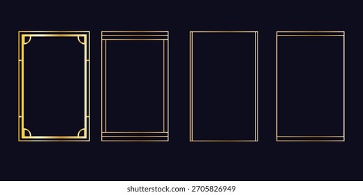 SEt golden thin line frame art deco simple style. For template? brochure, banner